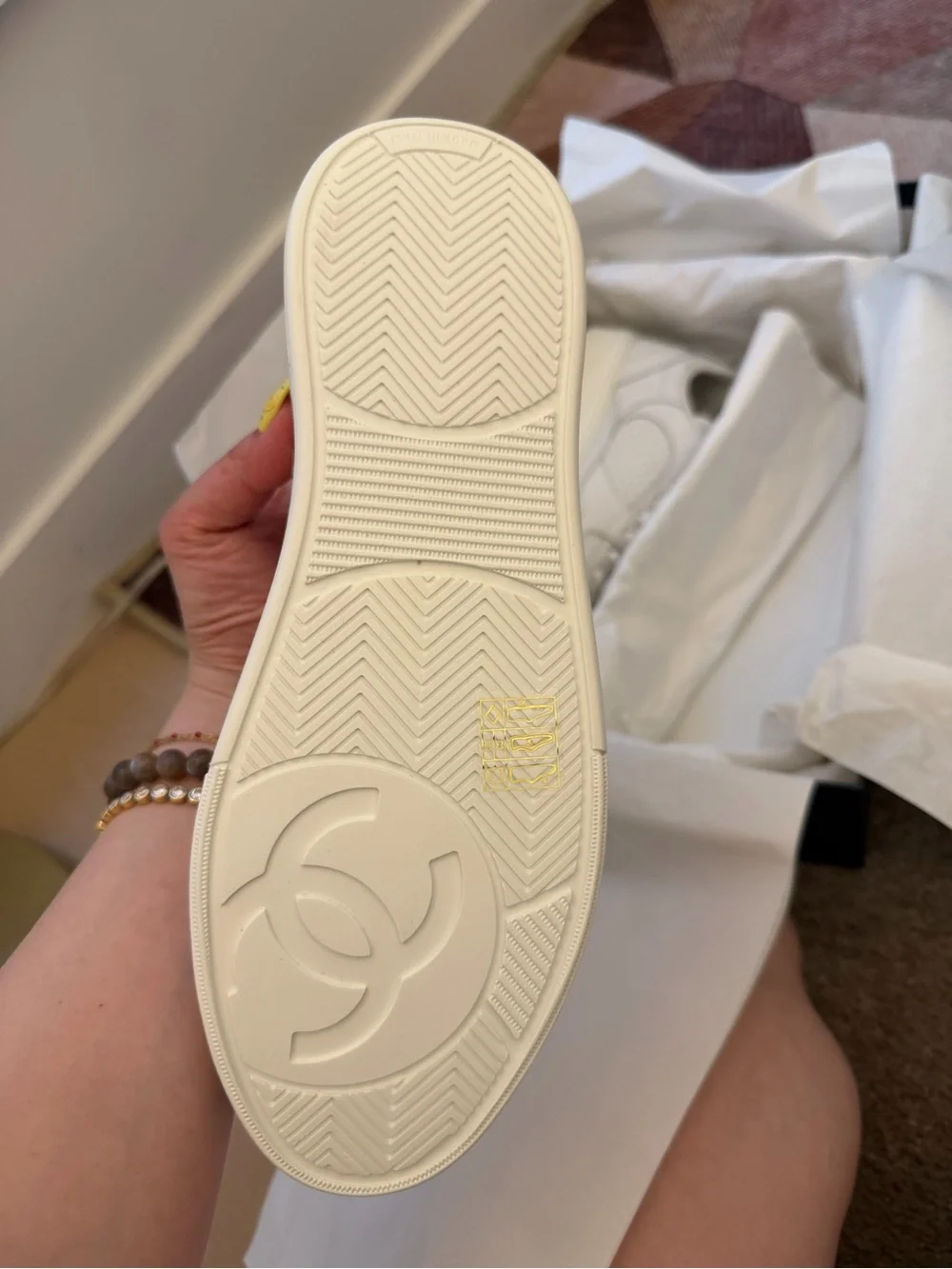 CHANEL Women’s Leather Low-Top Sneakers with CC Logo
